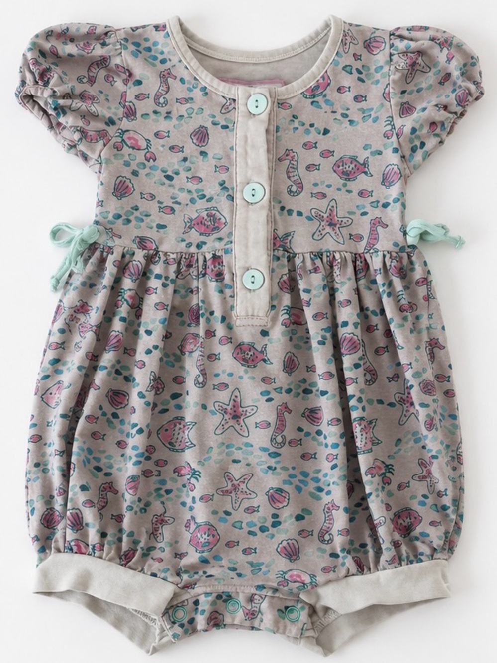 SweetHoney Girls 2T Ocean Seahorse Bubble Romper Coastal Boutique